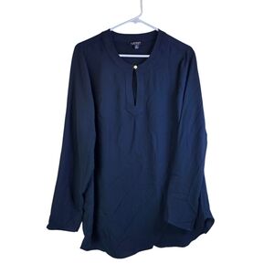 Lauren Ralph Lauren Navy Blue Keyhole Blouse Women's Large